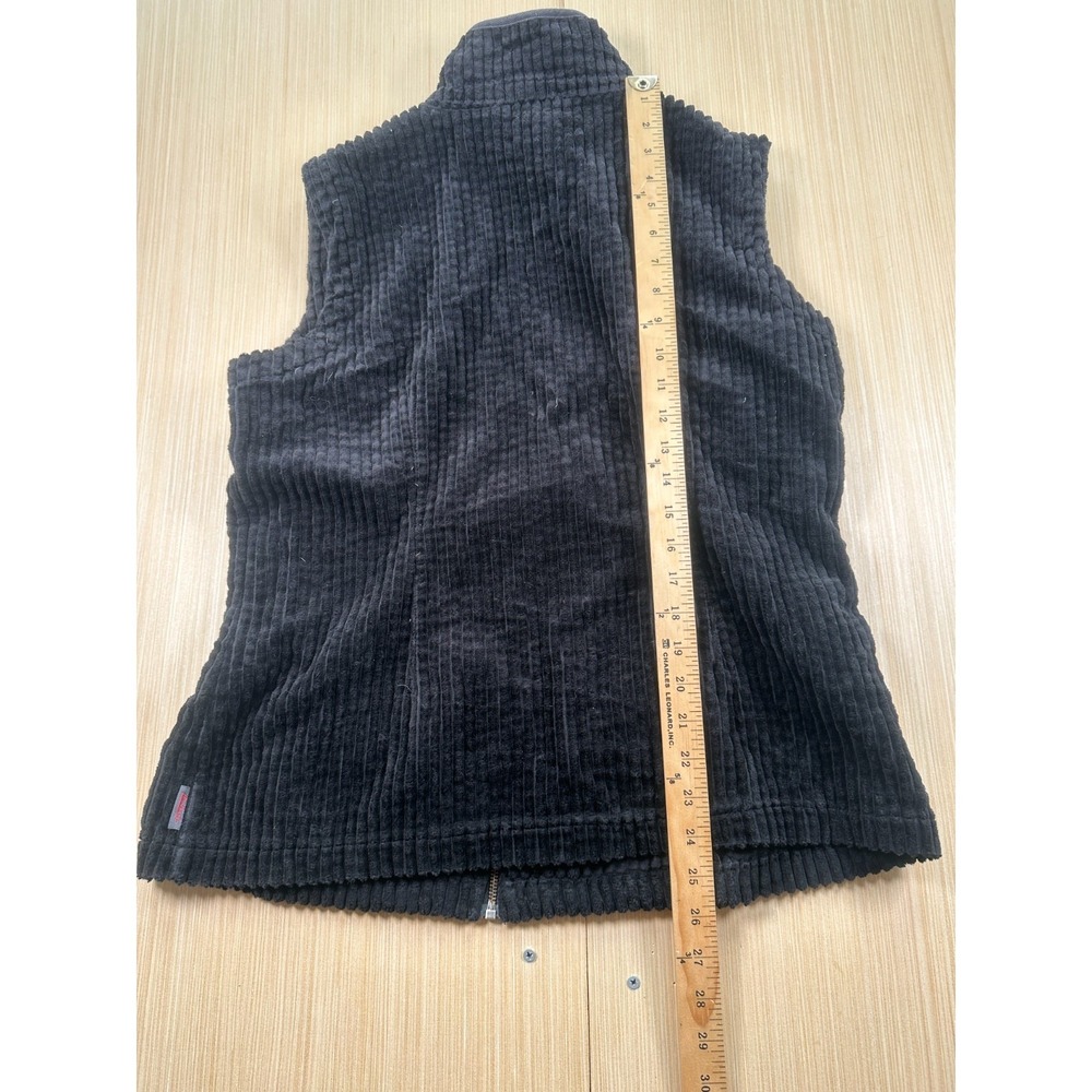 Woolrich Woolen Mill Corduroy Vest Womens Large Black Cotton Mock Neck‎ Zip Up - Picture 4 of 5